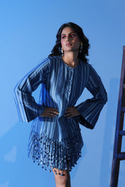 Blue Column Tassel Dress