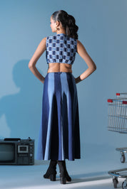 Blue Weave Bodice Dress