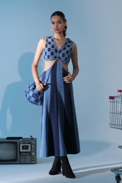 Blue Weave Bodice Dress