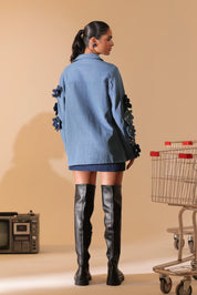 Denim Fleur Appliqué Jacket