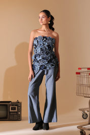 Denim Bloom Strapless Co-ord