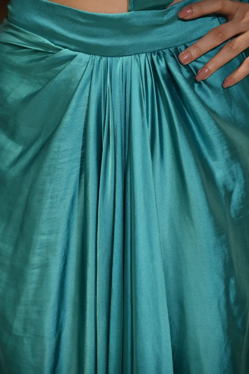 Diya Teal Pre-Draped Saree