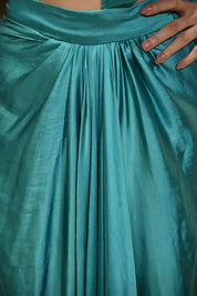 Diya Teal Pre-Draped Saree