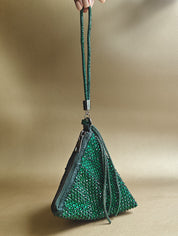 Bottle Green Delhi Wristlet