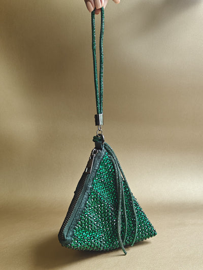 Bottle Green Delhi Wristlet