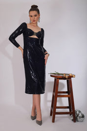 Electric Elegance Midi Dress