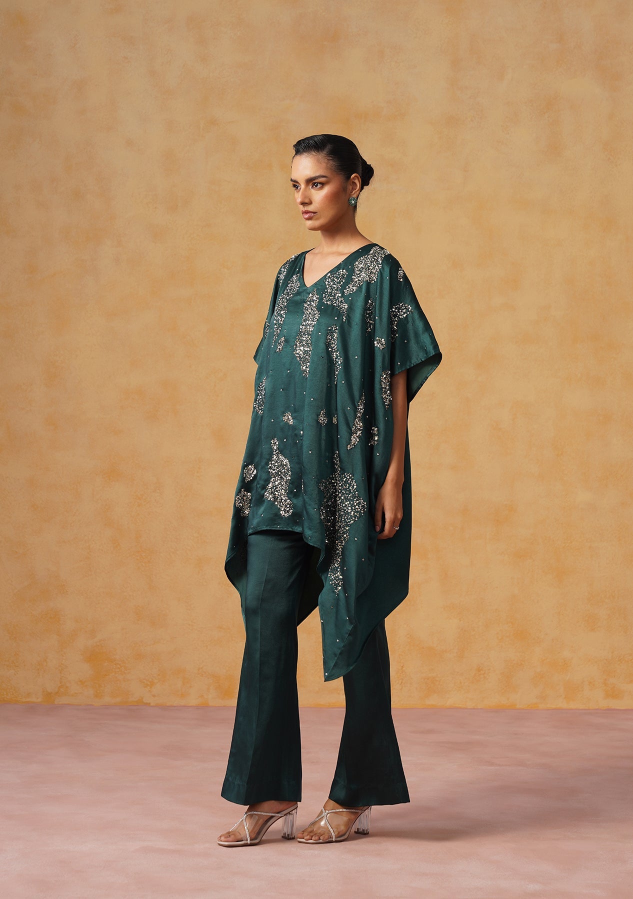 Tara Kaftan Co-ord Set Bottle Green
