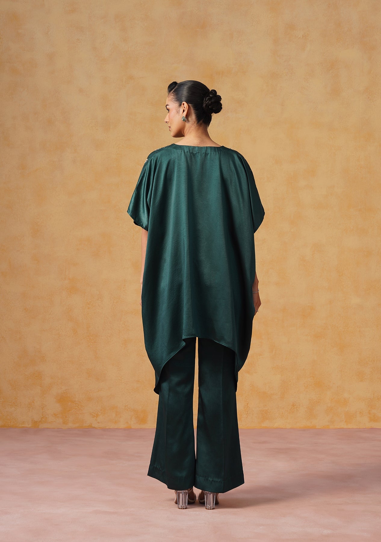 Tara Kaftan Co-ord Set Bottle Green