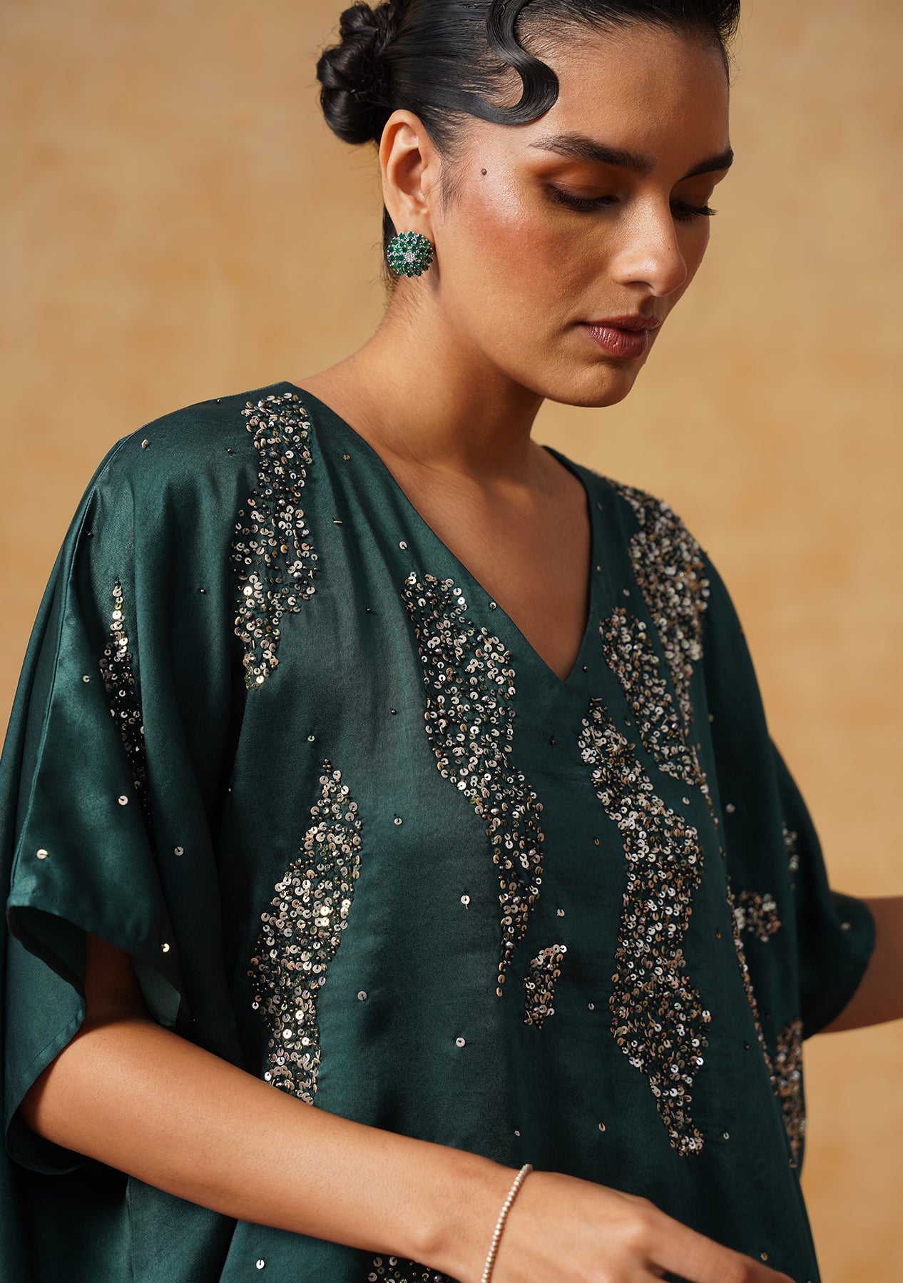 Tara Kaftan Co-ord Set Bottle Green
