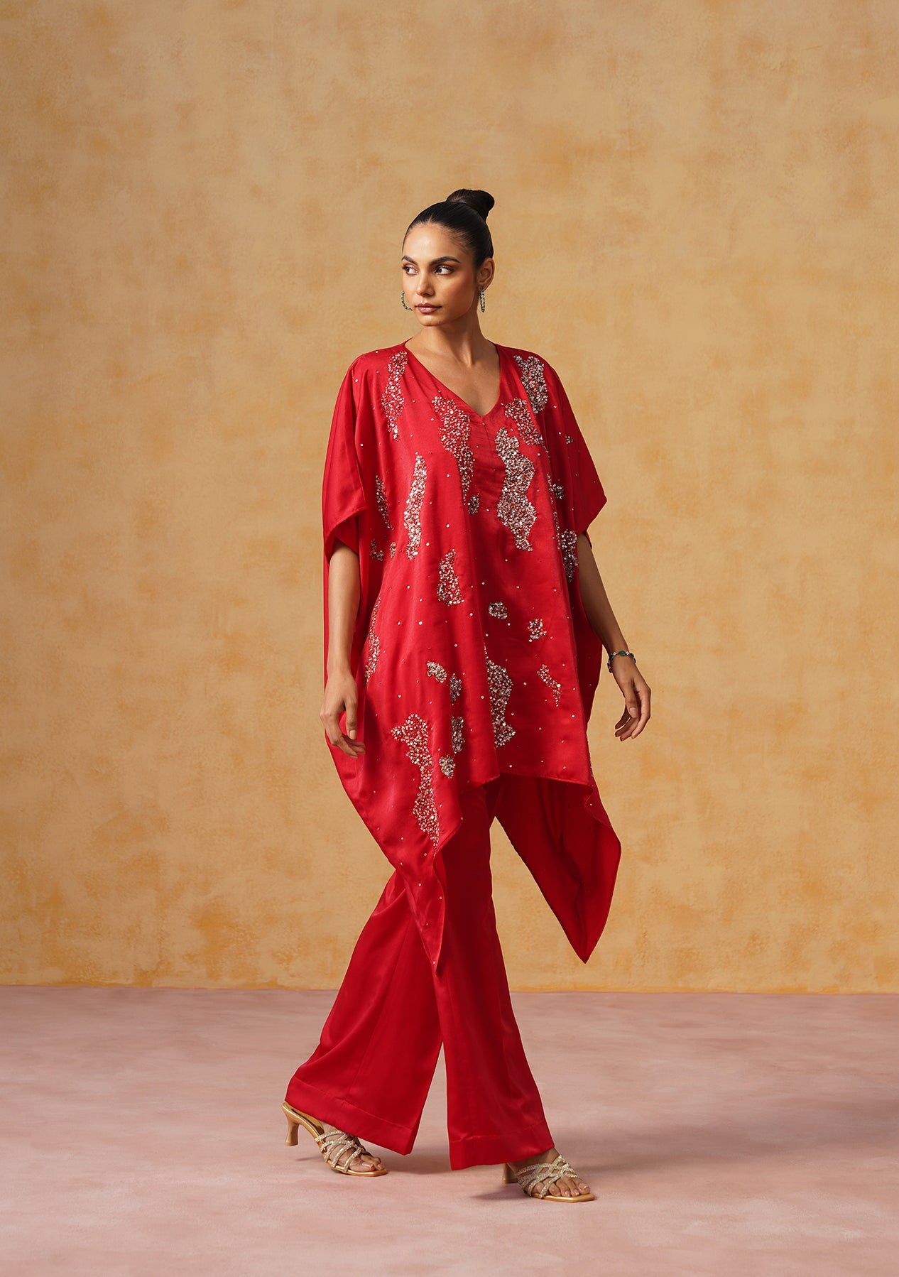 Tara Kaftan Co-ord Set Red