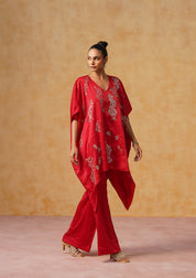 Tara Kaftan Co-ord Set Red