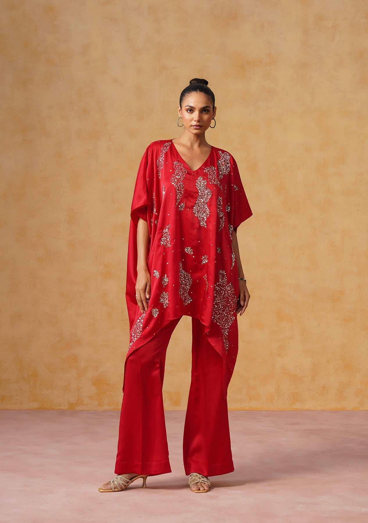 Tara Kaftan Co-ord Set Red