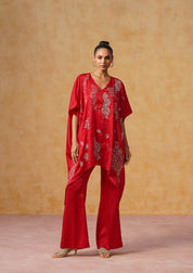 Tara Kaftan Co-ord Set Red