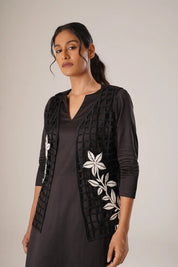 Grid Ground Kurta & Pixel Line Pants & Petal Grid Jacket