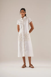 Leaf Pockets Shirt Dress