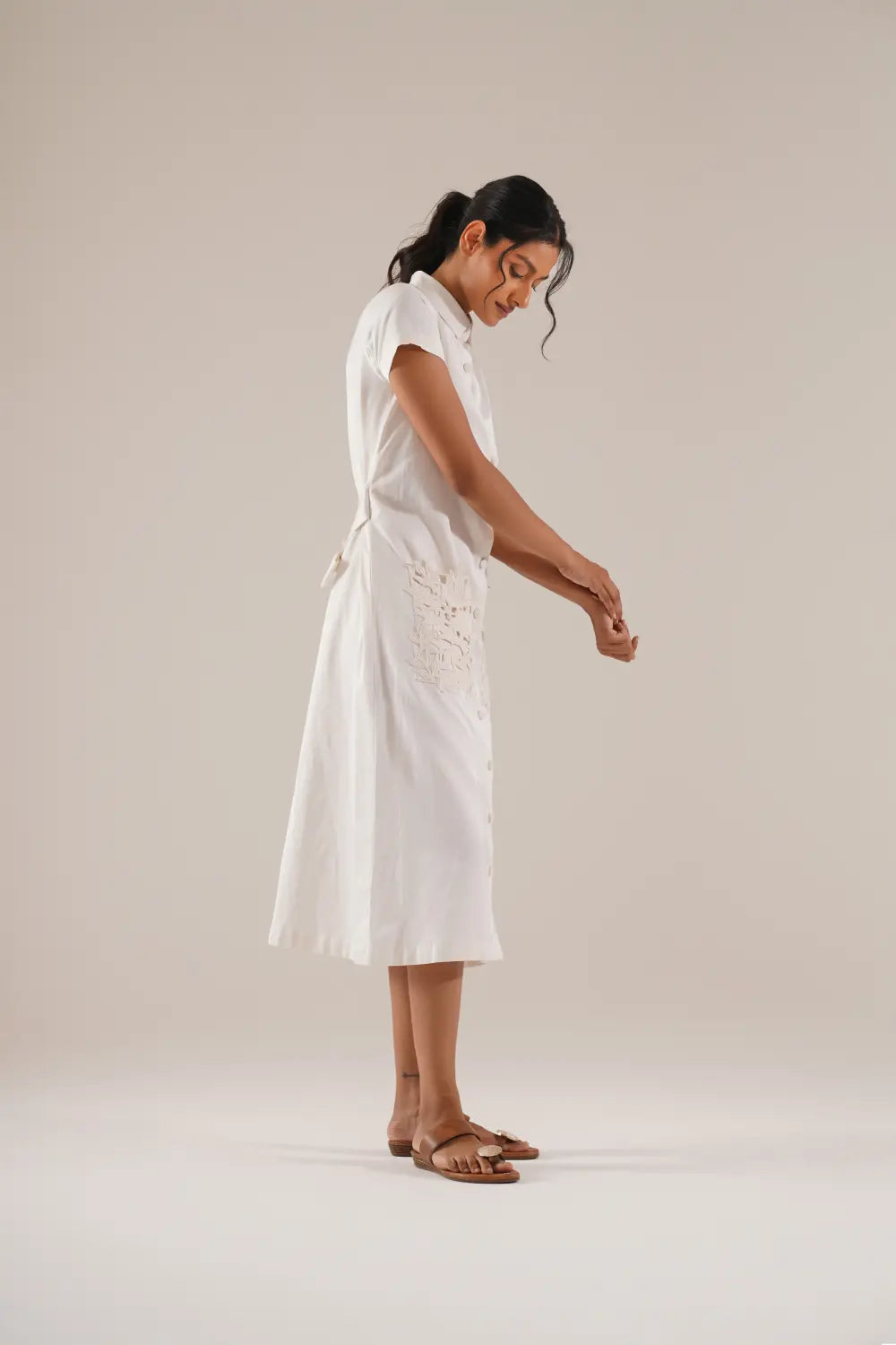 Leaf Pockets Shirt Dress