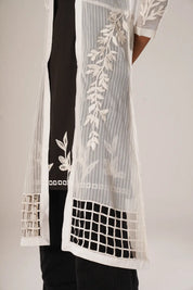 Noir Flora Kurta & Noir Trousers & Lattice Light Overlay