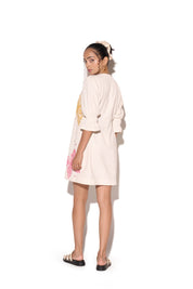White Multicolour Butterfly Dress