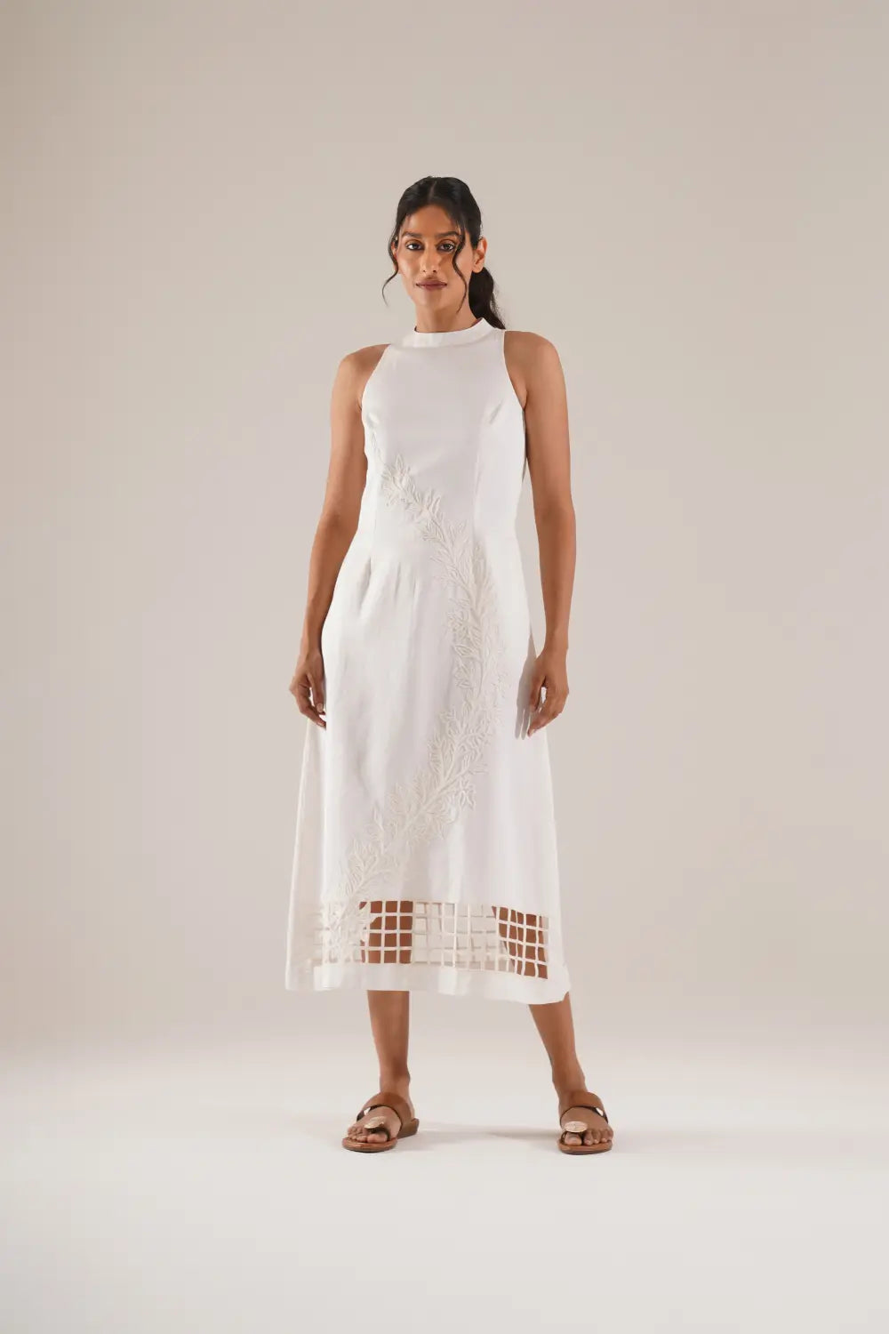Diagonal Bloom Midi Dress