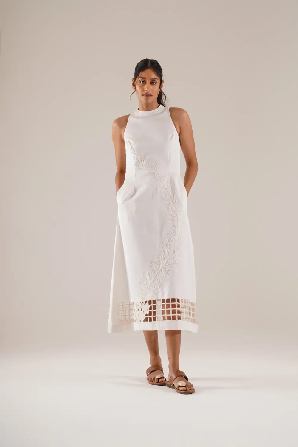 Diagonal Bloom Midi Dress