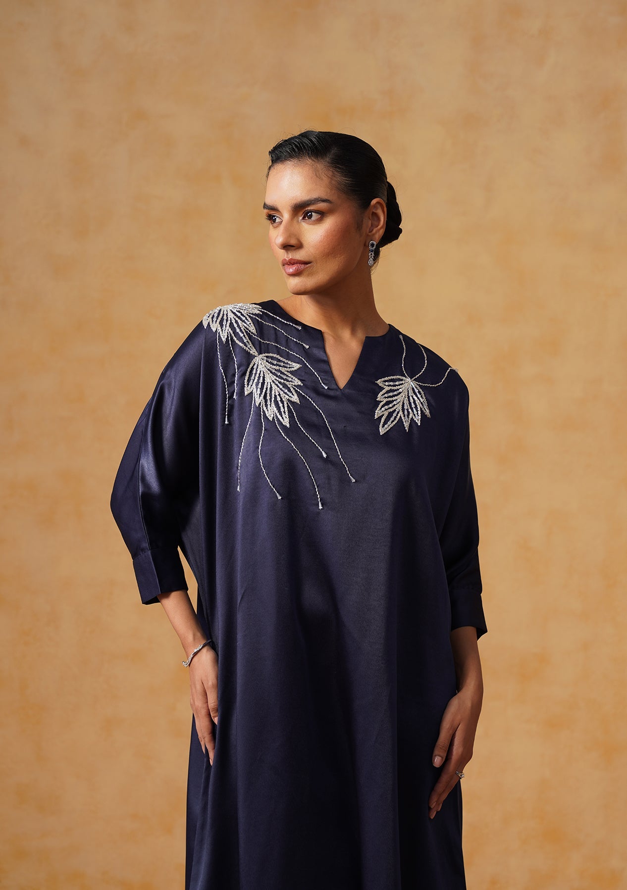 Zara Kaftan Dress Navy Blue