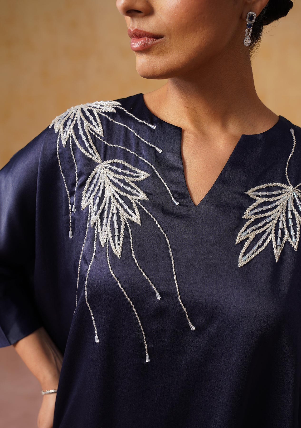 Zara Kaftan Dress Navy Blue