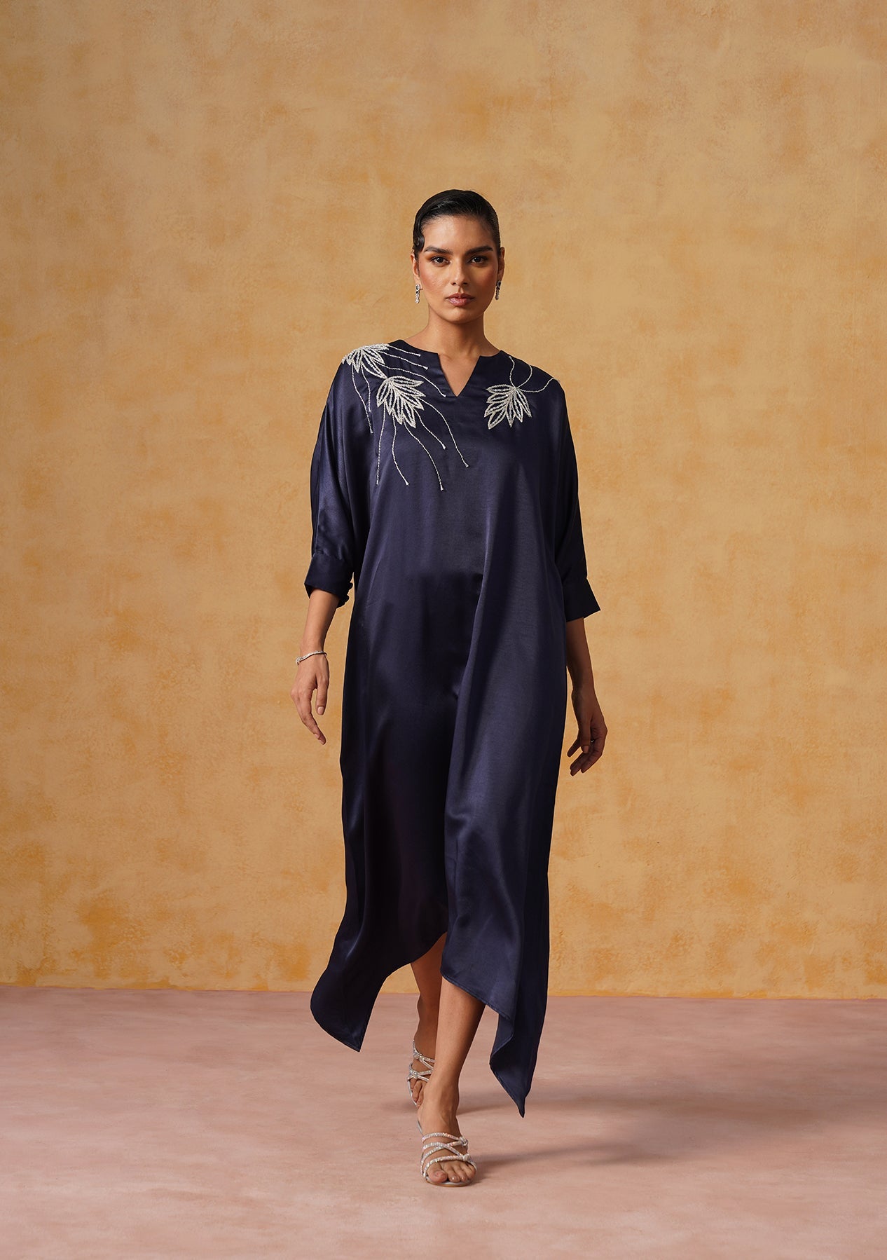 Zara Kaftan Dress Navy Blue