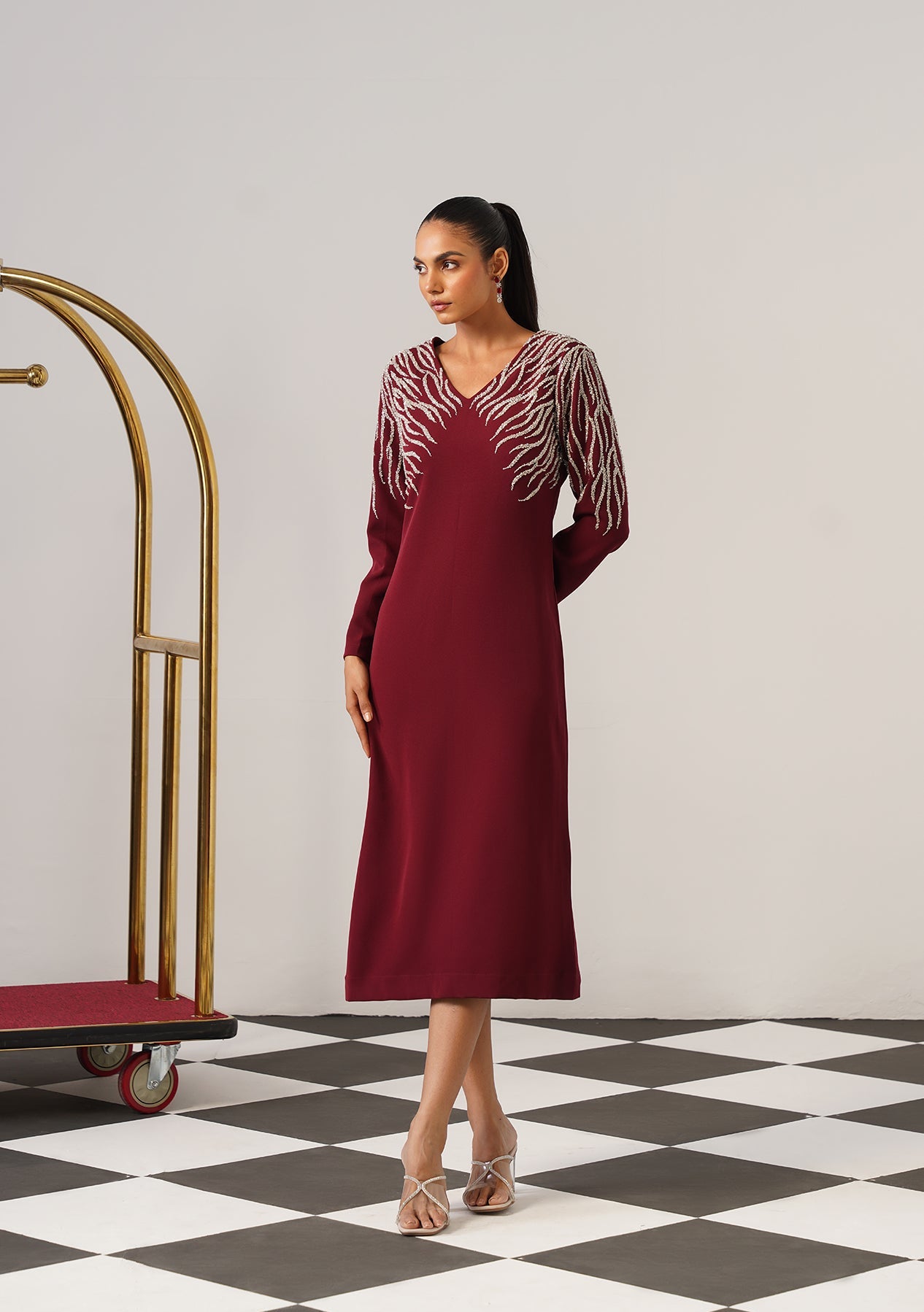 Zeb Midi Dress Burgundy