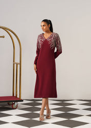 Zeb Midi Dress Burgundy