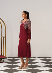 Zeb Midi Dress Burgundy