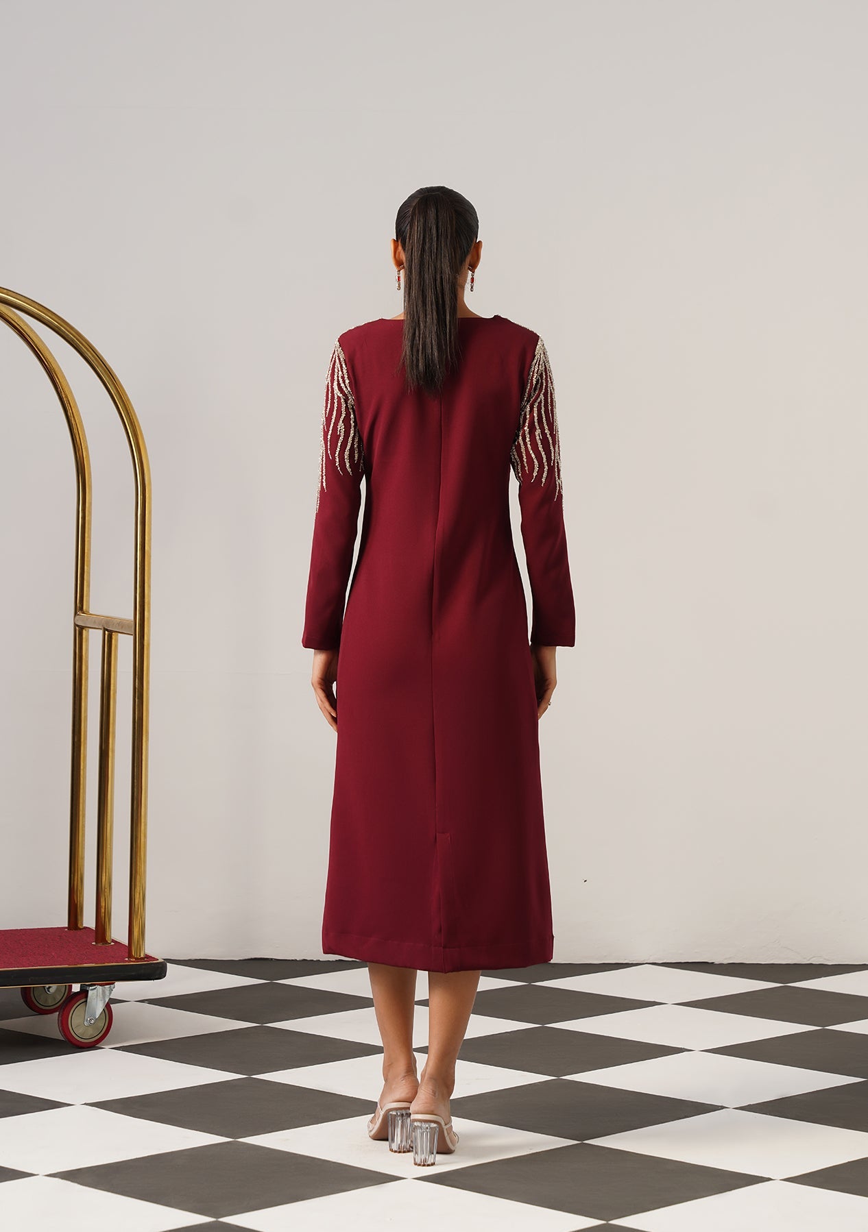 Zeb Midi Dress Burgundy