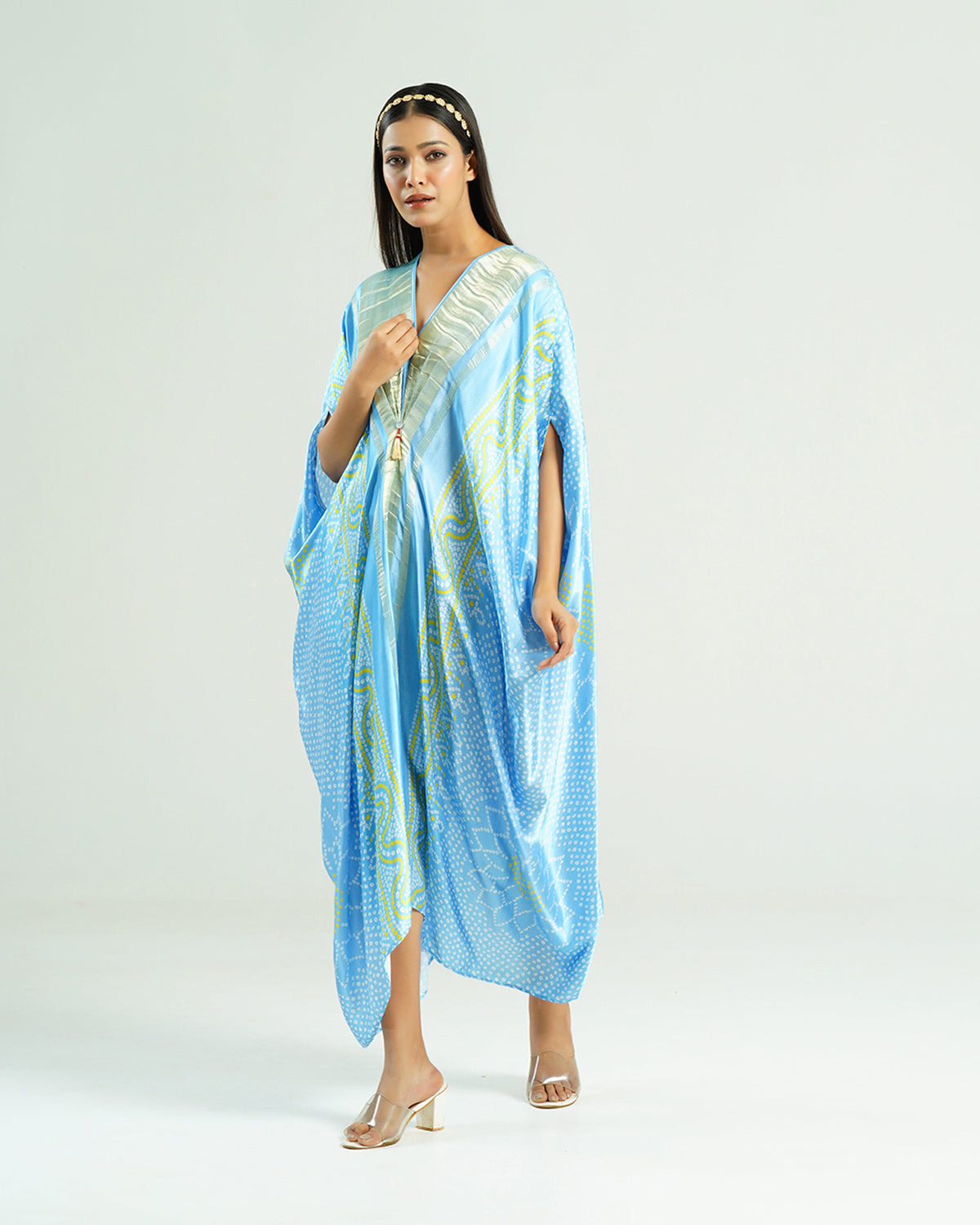 Sky Blue Kaftan Bandhej
