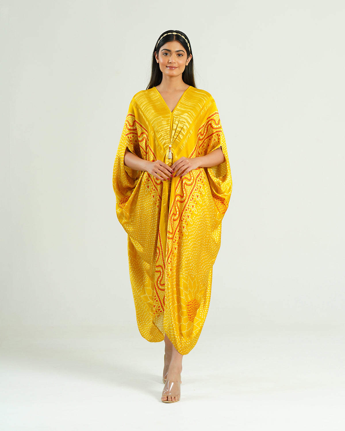 Yellow Kaftan Bandhej