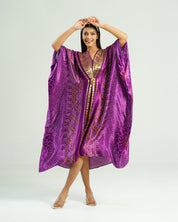 Purple Kaftan Bandhej