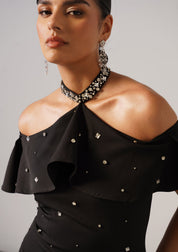 Elysia Rhinestone Gown Black