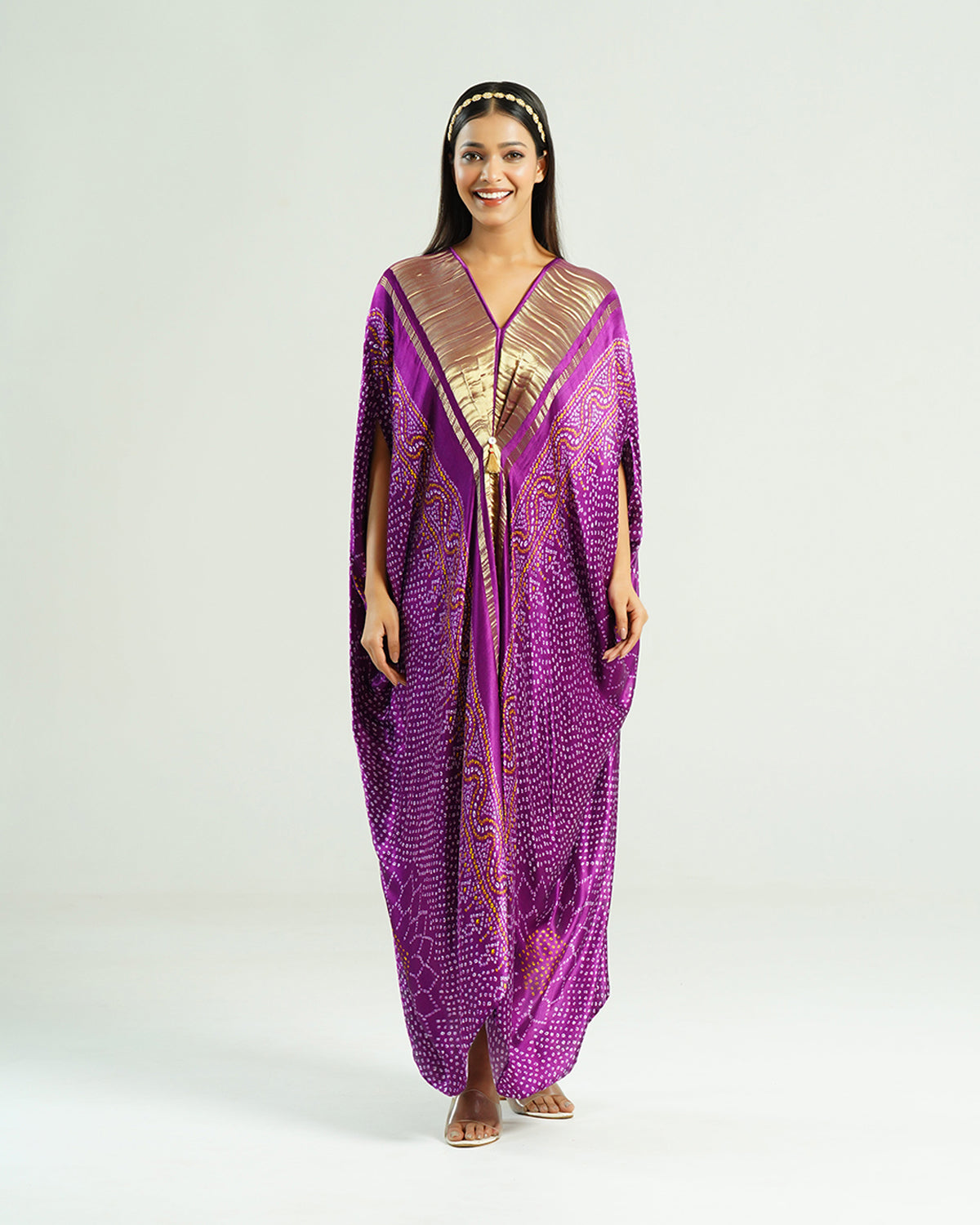 Purple Kaftan Bandhej
