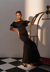 Elysia Rhinestone Gown Black