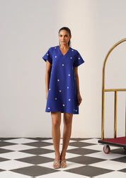 Lovelace Mini Dress Blue