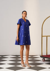 Lovelace Mini Dress Blue