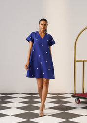 Lovelace Mini Dress Blue