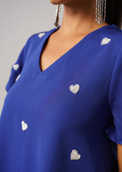 Lovelace Mini Dress Blue