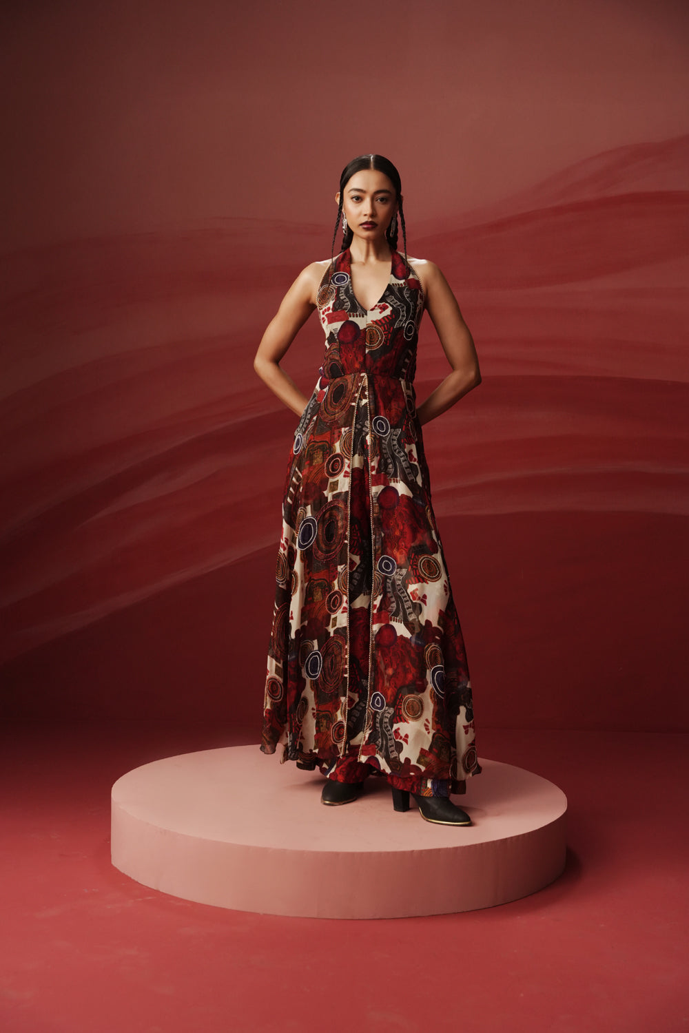 Saffrine Dress With Printed Pants