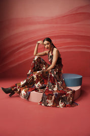 Saffrine Dress With Printed Pants