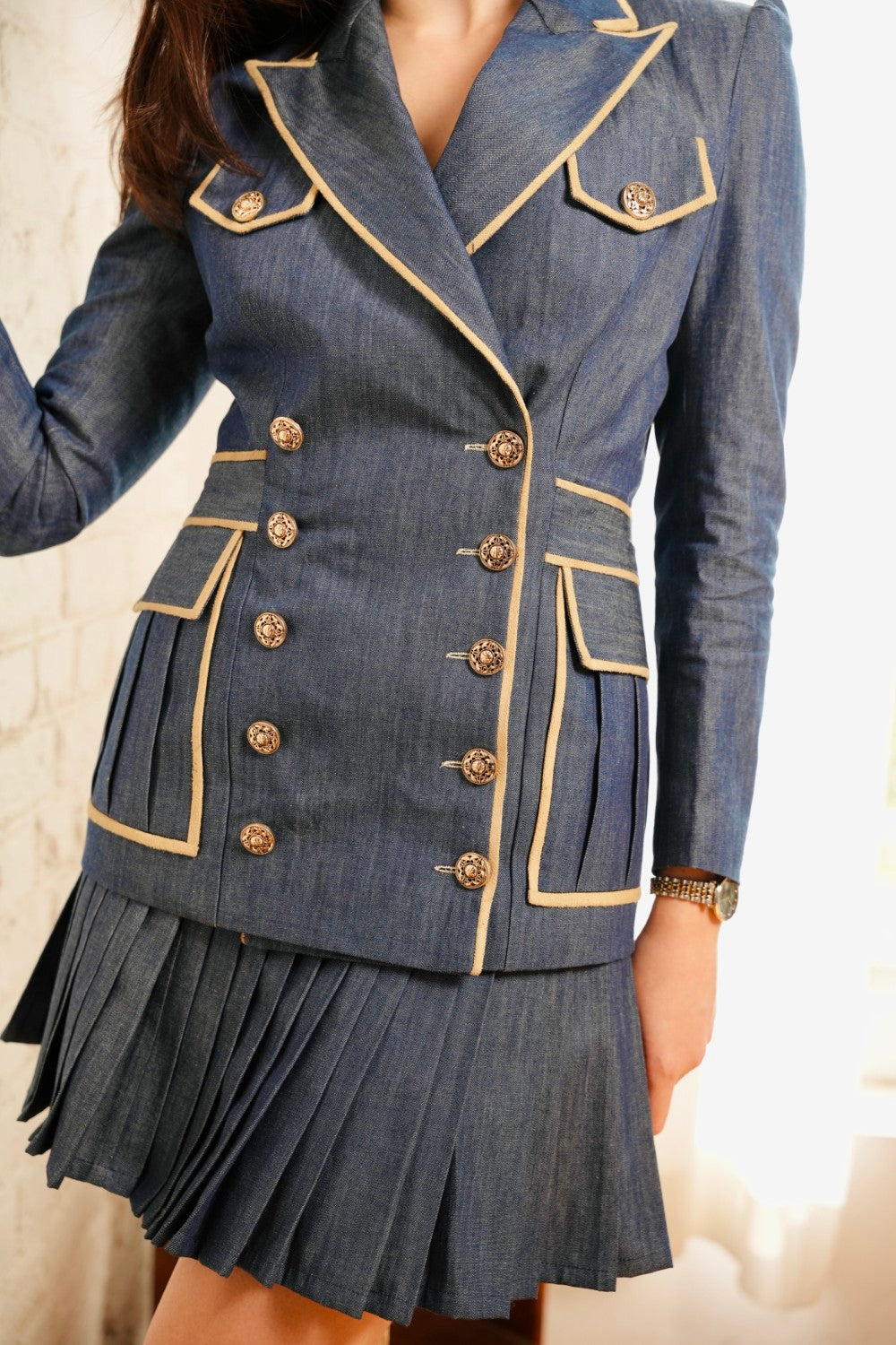 Denim Classique Blazer Set 2pc