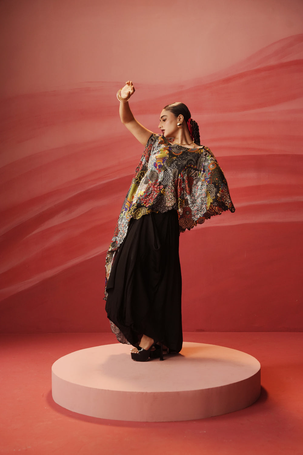 Magpie Cape & Drape Skirt Set