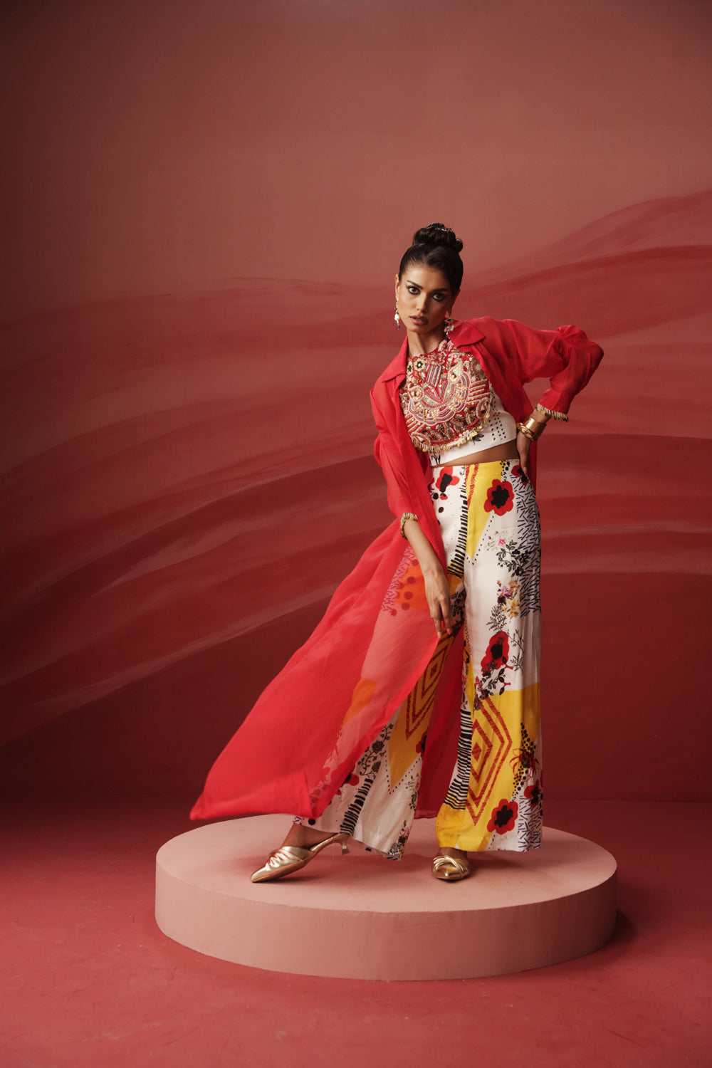 Selvyn Bustier & Printed Pant Set