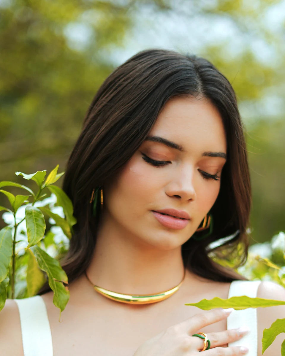 Aurelia Green Enamel Gold Neckpiece