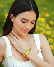 Circlet Green Enamel Gold Bangle