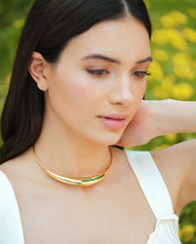 Aurelia Green Enamel Gold Neckpiece