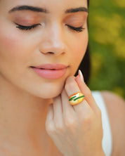 Verdora Green Enamel Gold Ring